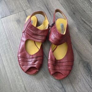 Red Leather Open-Toe Sandals